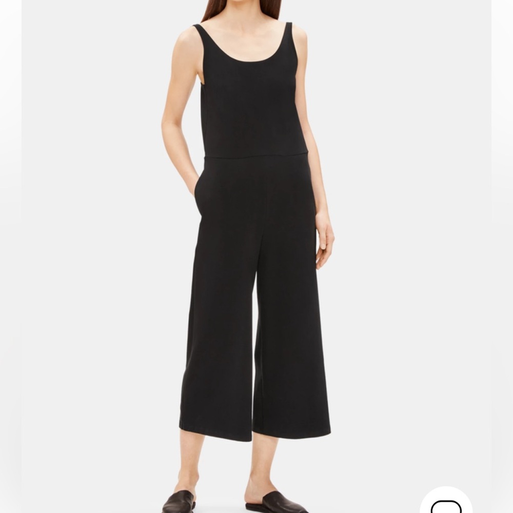 Eileen Fisher Cotton Jersey Stretch Wide Leg Jumpsuit
